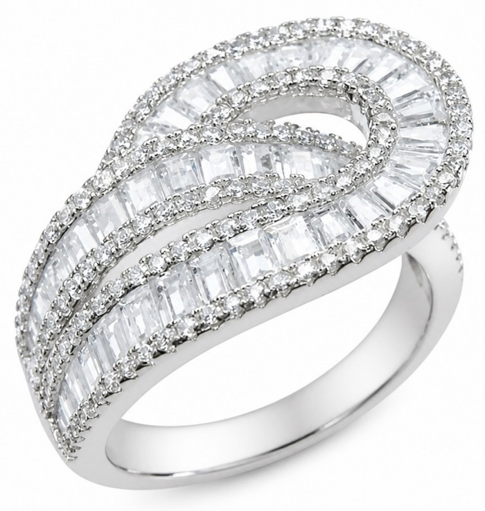Art Deco 8.6 ctw White TOPAZ .925 Sterling Silver handcrafted Statement Ring size 7