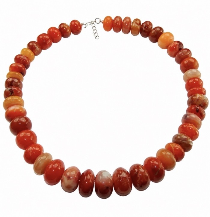 Carnelian - acting as a talisman to banish fear and inspire action - Natural 887.4 Cts Carnelian Agate .925 Sterling Silver MASSIVE Necklace