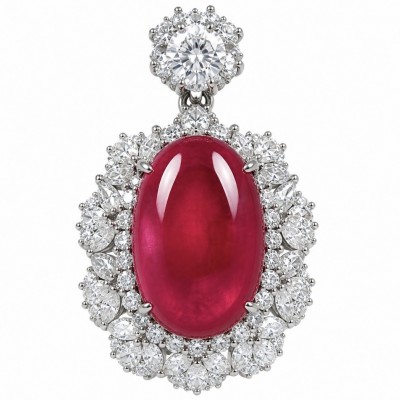Giovanna 23.2 carat authentic Mozambique Ruby .925 Sterling Silver handmade Pendant