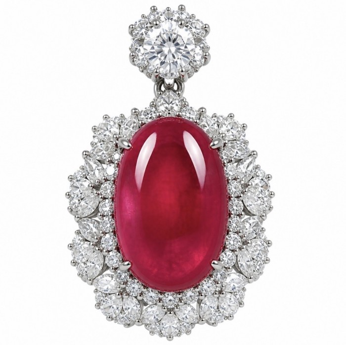 Giovanna 23.2 carat authentic Mozambique Ruby .925 Sterling Silver handmade Pendant