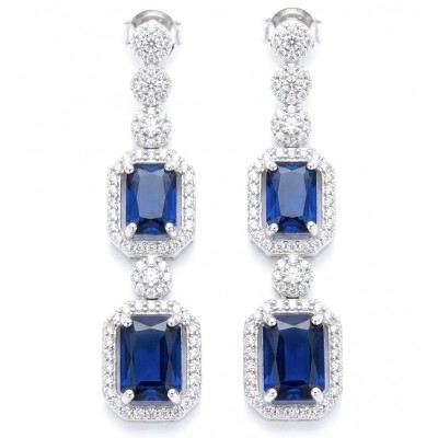 Ofelia - Authentic 8.7 CARAT natural Sapphire .925 Sterling Silver handcrafted .925 Sterling Silver handmade Statement earrings