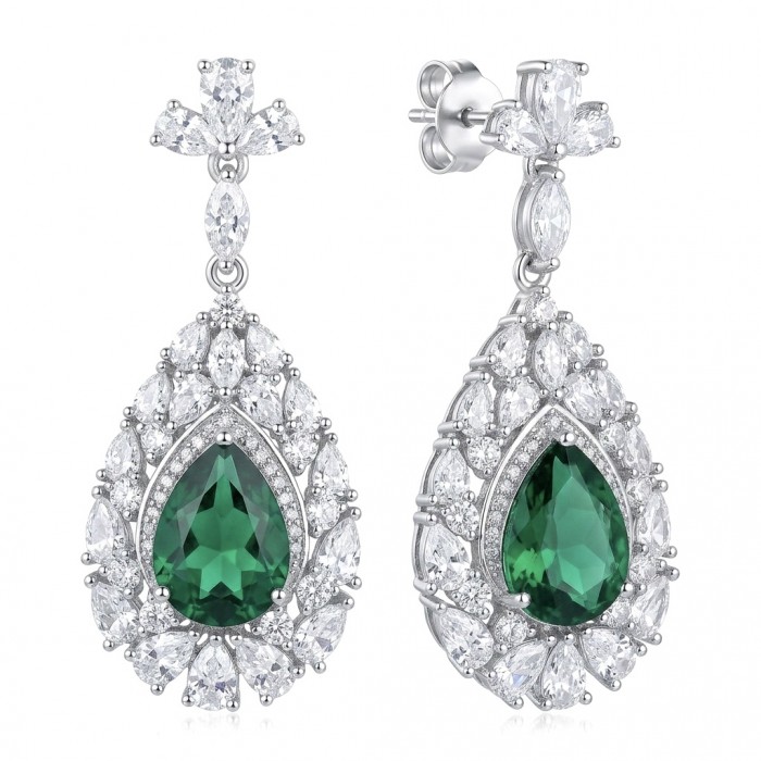 Magnificent Jewel 9.5 carat Emerald .925 Sterling Silver handcrafted Statement earrings