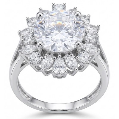 Precious 18.5 carat White Topaz .925 Sterling Silver handcrafted Ring s. 7 1/4