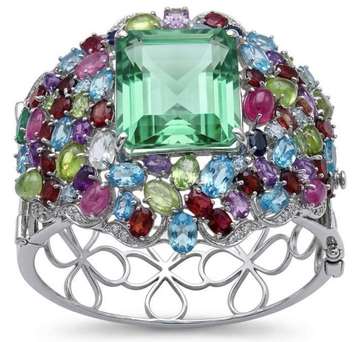 Abundance of Blessing Authentic 42.9 Apatite multigems .925 Sterling Silver handmade bangle Bracelet - video