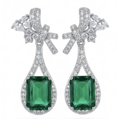 Stella 3.8 carat COLOMBIAN Emerald .925 Sterling Silver handmade Earrings