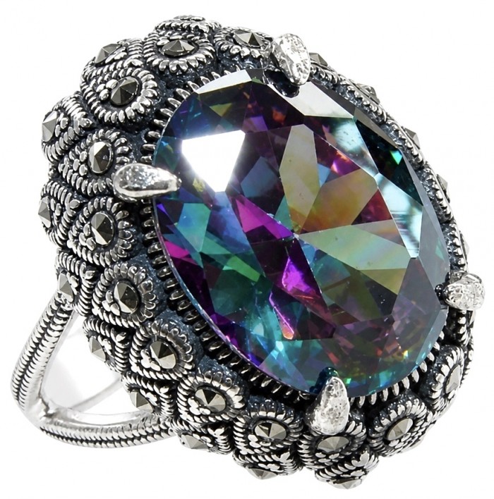 Big Dreamer Massive 20.8 carat Mystic Topaz .925 Sterling Silver handcrafted Large ring size 9 3/4