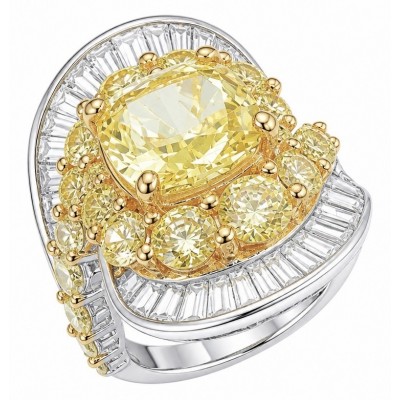 Wearable Art - Art Deco - Solid 25.8 carat Genuine Yellow Sapphire .925 Sterling Silver handcrafted ring size 6