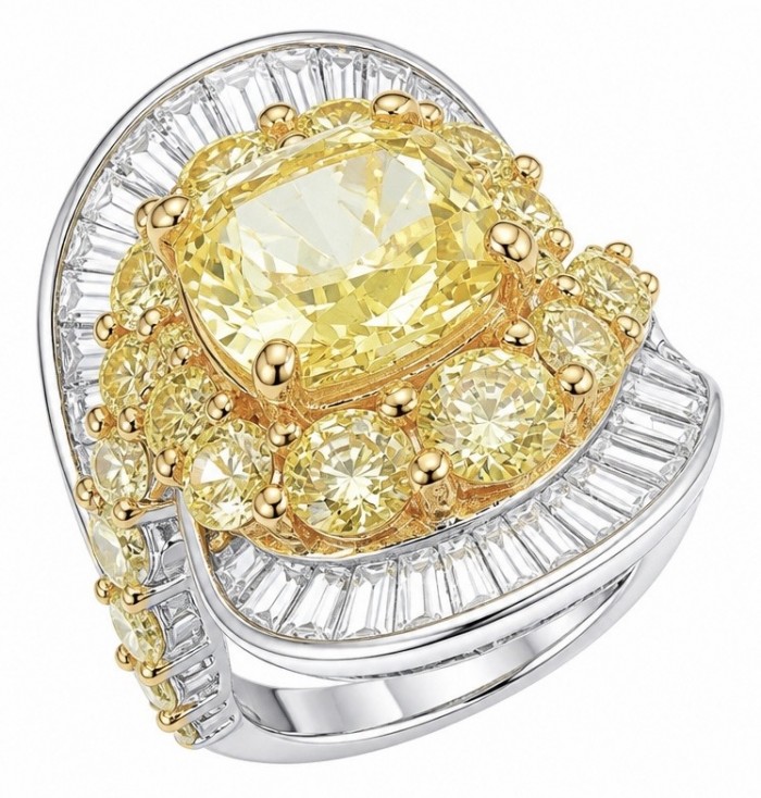 Wearable Art - Art Deco - Solid 25.8 carat Genuine Yellow Sapphire .925 Sterling Silver handcrafted ring size 6