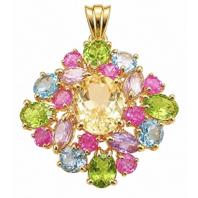 Costa del Sol 18.8 carat Citrine 18K Gold over .925 Sterling Silver handcrafted Statement pendant