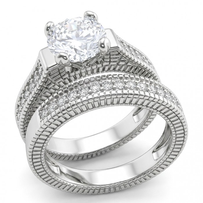 Aphrodite - 4.8 carat White Topaz Silver tone handcrafted stack up ring size 9