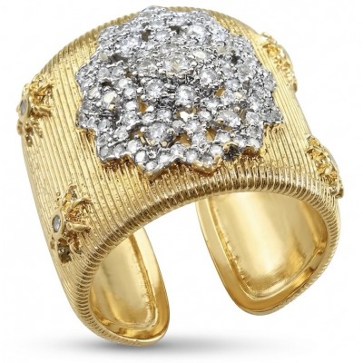 Byzantine design Authentic White Topaz 18K Gold over .925 Sterling Silver handcrafted ring size 7