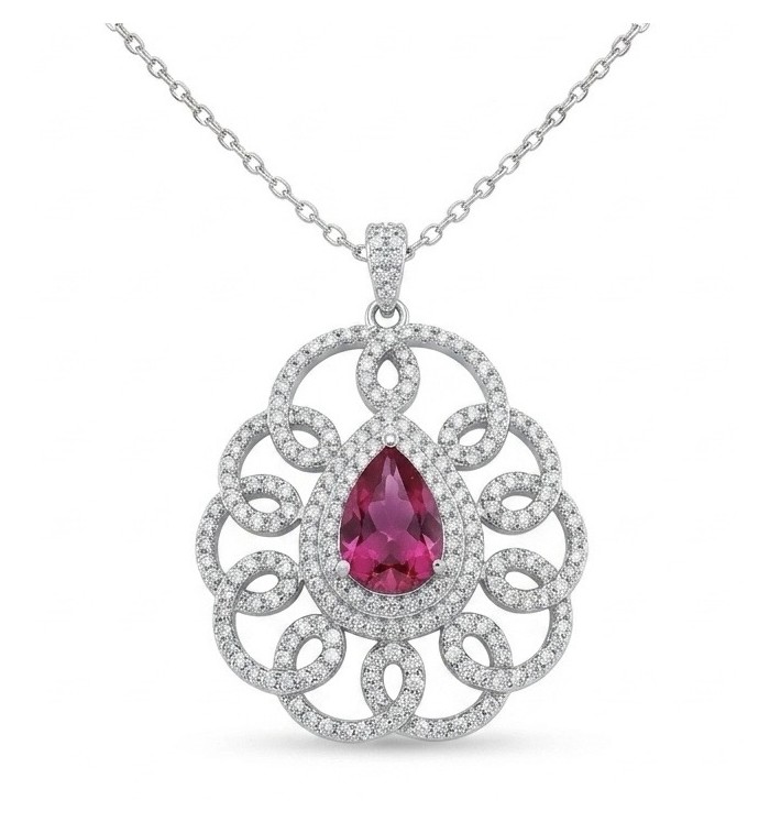 Giovanna - Magnificent Jewel 6.8 carat Ruby .925 Sterling Silver handcrafted incredible Statement Necklace