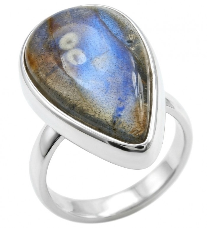 Shimmering Natural Labradorite .925 Sterling Silver handcrafted Large ring size 7 adjustable
