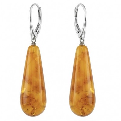 Very Special product - Wonderful natural Buttescotch Baltic Amber .925 Sterling Silver entirely handcrafted earrings