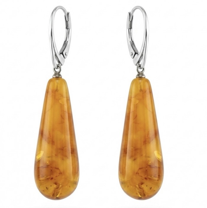Very Special product - Wonderful natural Buttescotch Baltic Amber .925 Sterling Silver entirely handcrafted earrings