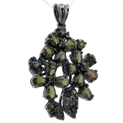 Mystery Rare 12.5 carat Grandidierite black rhodium over .925 Sterling Silver Handcrafted pendant
