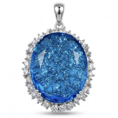 Angelina 10.9 carat authentic Swiss Blue Topaz .925 Sterling Silver Handcrafted handmade Pendant