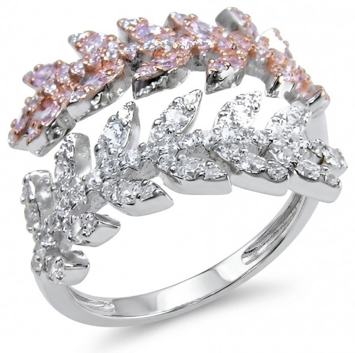 Born to Glam authentic 4.2 carat White Pink Topaz rhodium over .925 Silver handcrafted Ring s. 7 3/4