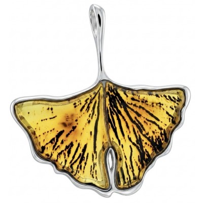 Calla Lily Prehistoric Authentic Butterscotch Baltic Amber .925 Sterling Silver beautifully handcrafted Pendant
