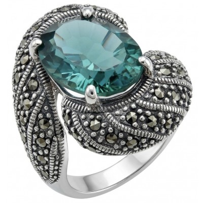 Blue Marina Massive Blue 16.8 carat Aquamarine .925 Sterling Silver handcrafted ring size 7