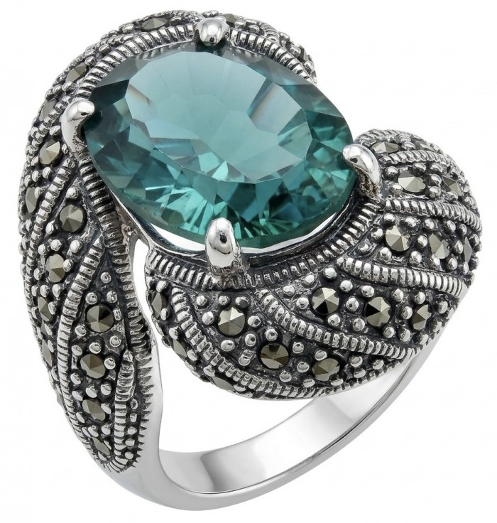 Blue Marina Massive Blue 16.8 carat Aquamarine .925 Sterling Silver handcrafted ring size 7