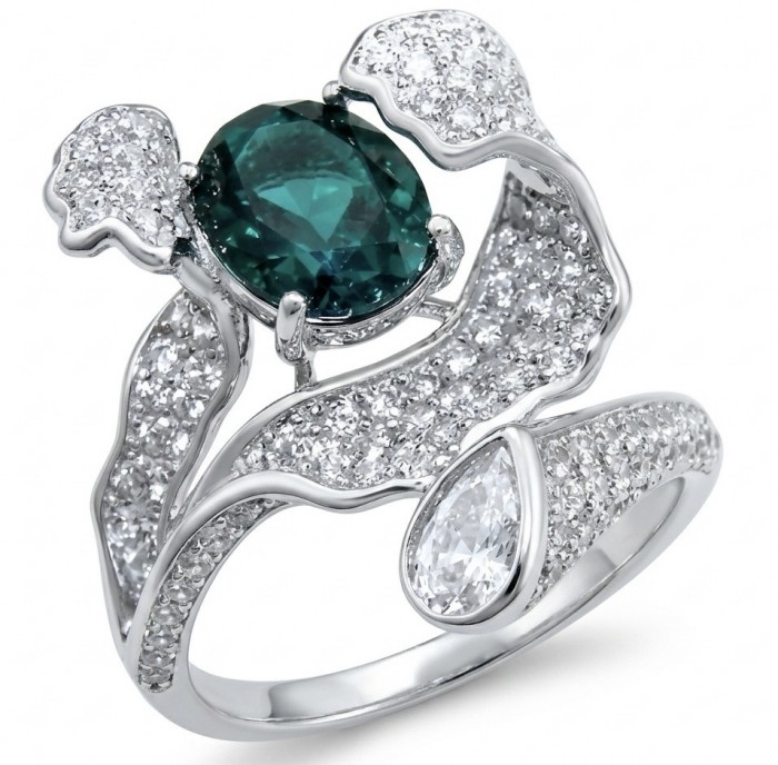 Elizabeth princess cut 3.8 carat Colombian Emerald 3.3 carat Moissanite .925 Sterling Silver dipped in Rhodium handcrafted Ring size 8