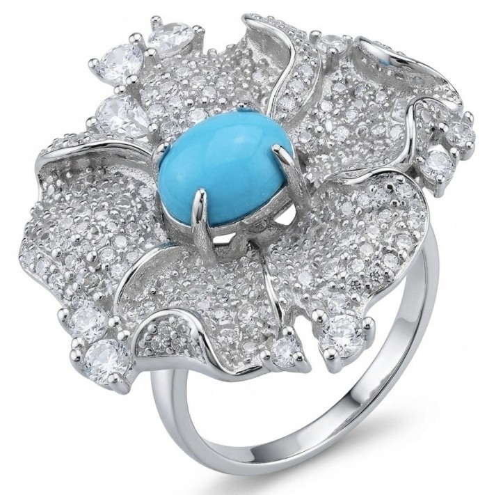 Pacifica - 3.4 carat Sleeping Beauty Turquoise .925 Sterling Silver handmade Statement Ring size 8