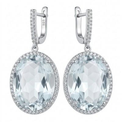 Angelina 14.9 carat authentic White Topaz .925 Sterling Silver Handcrafted Earrings