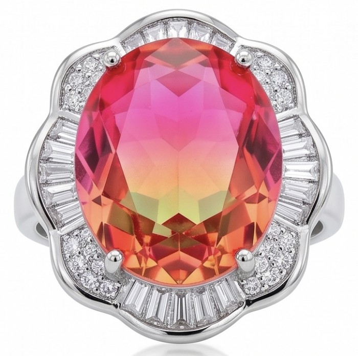 Carolyn 15.8 carat Brazilian Tourmaline .925 Sterling Silver Perfectly handcrafted Ring s. 7 1/2