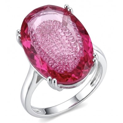 Angelina 12.9 carat authentic Pink Tourmaline .925 Sterling Silver Handcrafted Ring size 7