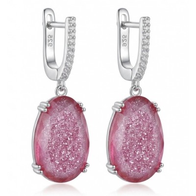 Angelina 14.9 carat authentic Pink Tourmaline .925 Sterling Silver Handcrafted Earrings
