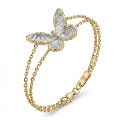 Golden Butterfly White Topaz highly polished 18K Gold over .925 Sterling Silver Italy made bracelet
