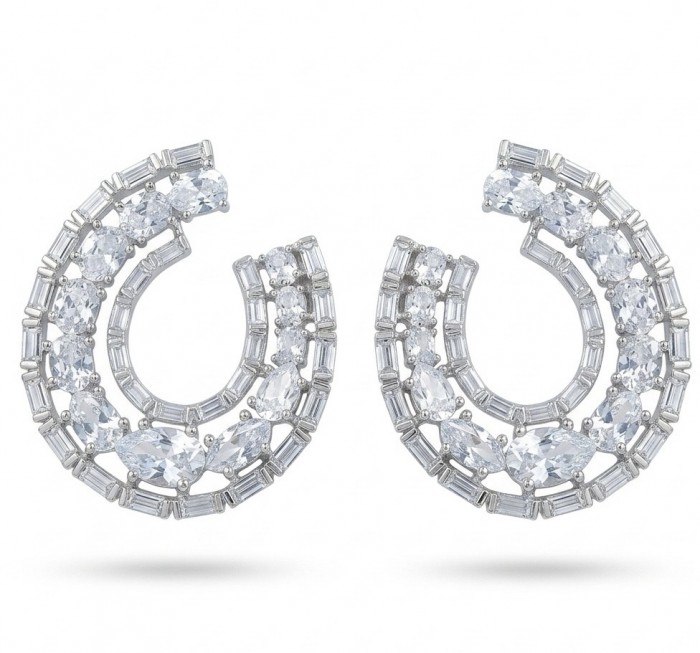 Elizabeth Natural 5.2 carat Moissanite .925 Sterling Silver handcrafted earrings