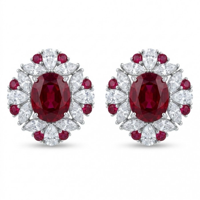 Precious - 10.2 carat Mozambique Ruby .925 Sterling Silver handmade earrings