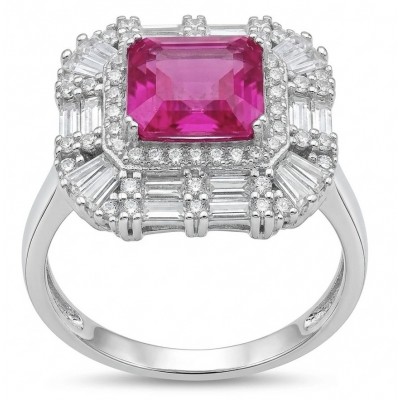 Stella 9.8 carat Brazilian Pink Topaz .925 Sterling Silver Handcrafted Statement Ring size 8