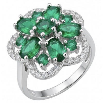 Blooming Spring 6.5 carat Chrome Diopside .925 Sterling Silver handcrafted ring size 6