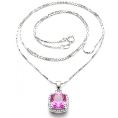 Isabella - delicate 1.9 carat Pink Sapphire .925 Sterling Silver handcrafted Statement Necklace