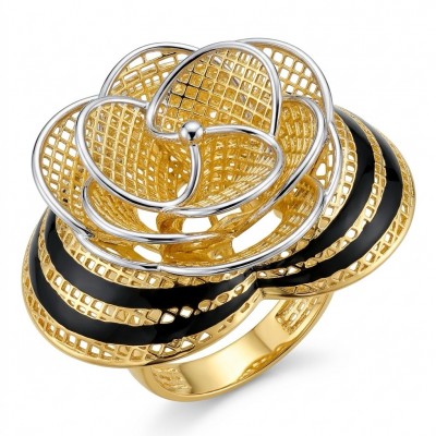 GOLDEN ROSE- Dubai Style - .925 Sterling Silver dipped in 22K Gold handmade Large ring size 6
