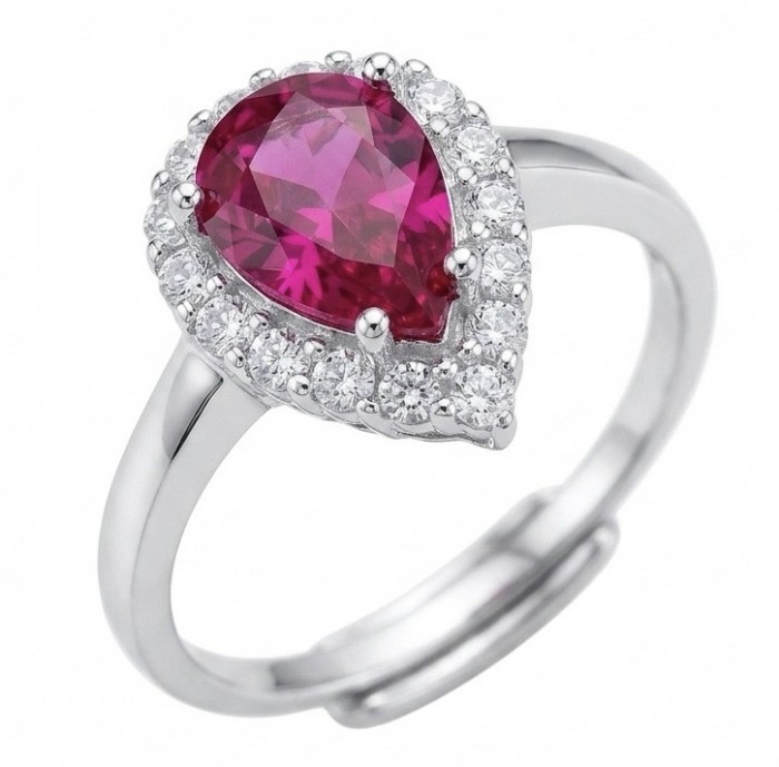 Giuseppina - Magnificent 4.7 carat authentic Ruby rhodium over .925 Sterling Silver handcrafted Statement Ring size 8