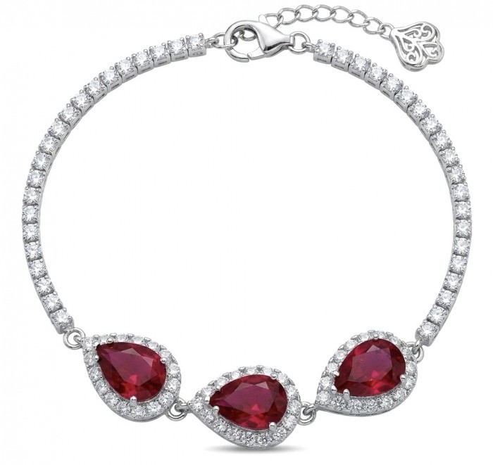 Giuseppina - Magnificent 15.7 carat authentic Ruby rhodium over .925 Sterling Silver handcrafted Statement Bracelet