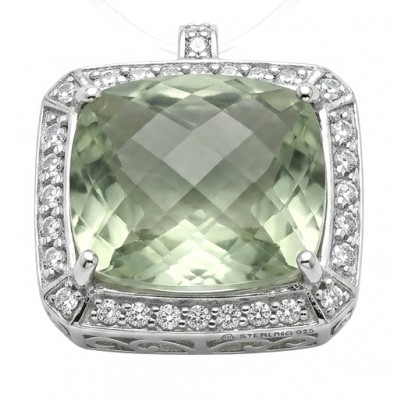 Green Ivy 25.9 carat Green Amethyst - Prasolite .925 Sterling Silver dipped in rhodium handcrafted pendant
