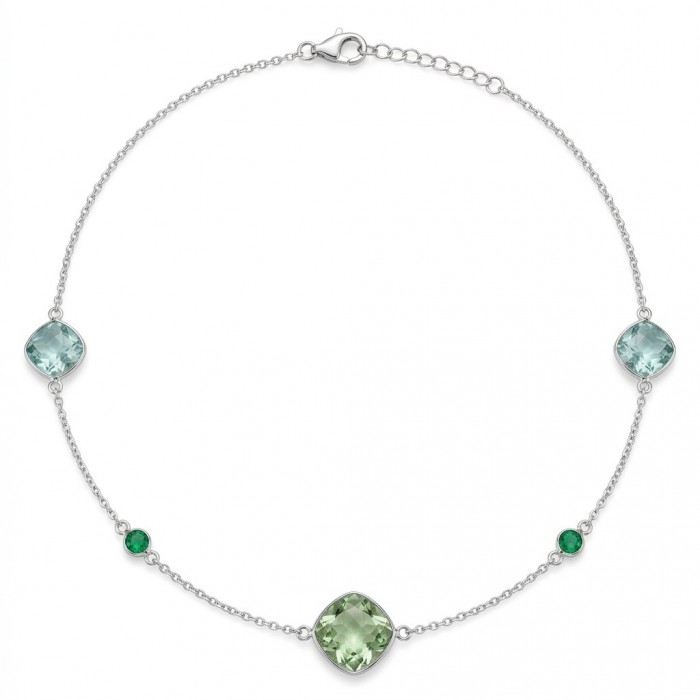 Infinity 18.5 carat Authentic Multigems Rhodium over .925 Sterling Silver handcrafted Statement necklace