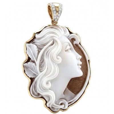 Dancing with the wind - vintage style Real Shell Cameo .925 Sterling Silver DIPPED IN RHODIUM handcrafted Made in Italy Statement pendant