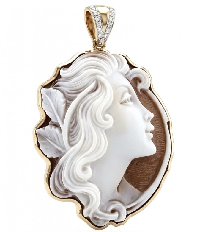 Dancing with the wind - vintage style Real Shell Cameo .925 Sterling Silver DIPPED IN RHODIUM handcrafted Made in Italy Statement pendant