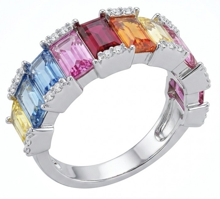 My own Rainbow - authentic 8.7 carat Topaz .925 Sterling Silver Ring size 7 1/4
