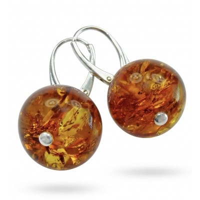 Golden Honey Drops - authentic Baltic Amber .925 Sterling Silver earrings