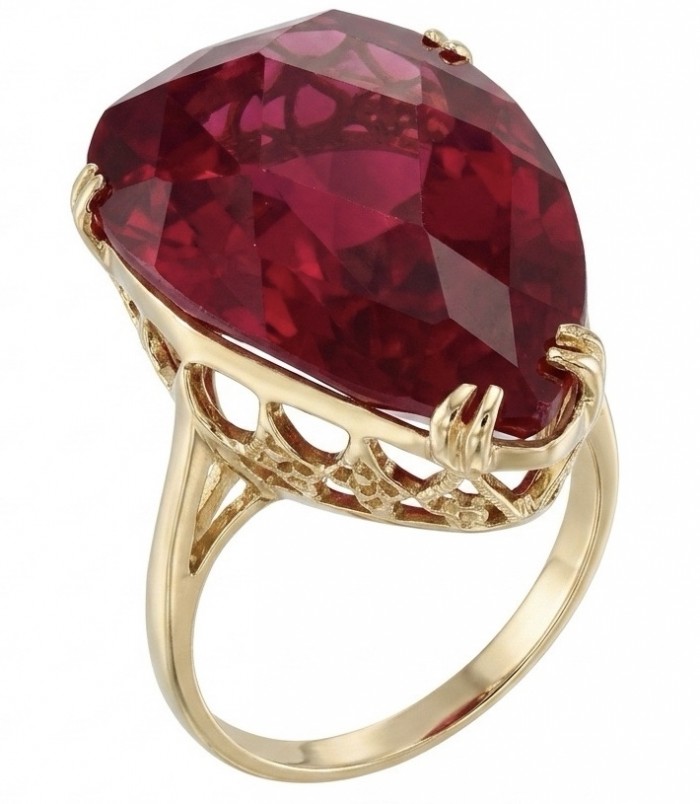 Carmen Natural 25.4 carat Ruby .925 Sterling Silver dipped in 22K Gold handmade Large Statement Ring size 7
