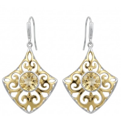 Giovanna - Authentic 5.9 carat Brazilian Citrine .925 Sterling Silver dipped in 18k Gold handcrafted earrings