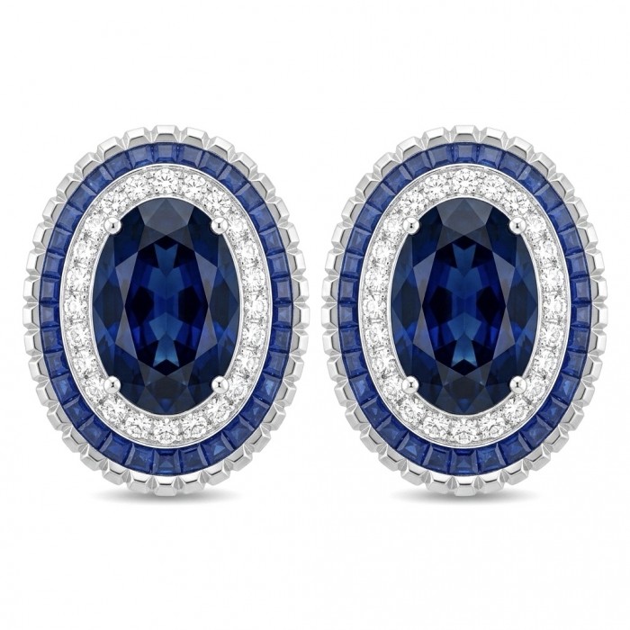 Art Deco - Incredible genuine 10.5 CARAT Sapphire .925 Sterling Silver handcrafted Earrings