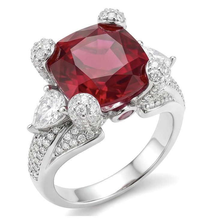Scarlett 12.7 ctw Mozambique Ruby .925 Sterling Silver handcrafted Statement Ring size 8